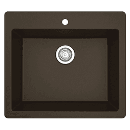 QT-820 Quartz Top Mount/Drop-In Single Bowl Kitchen Sink, 25" x 22" x 9", Brown