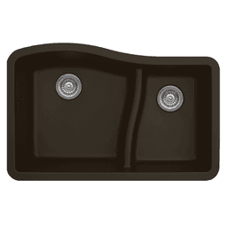 QU-630 Quartz Under Mount Large/Small Bowl Kitchen Sink, 32" x 21" x 10", Brown