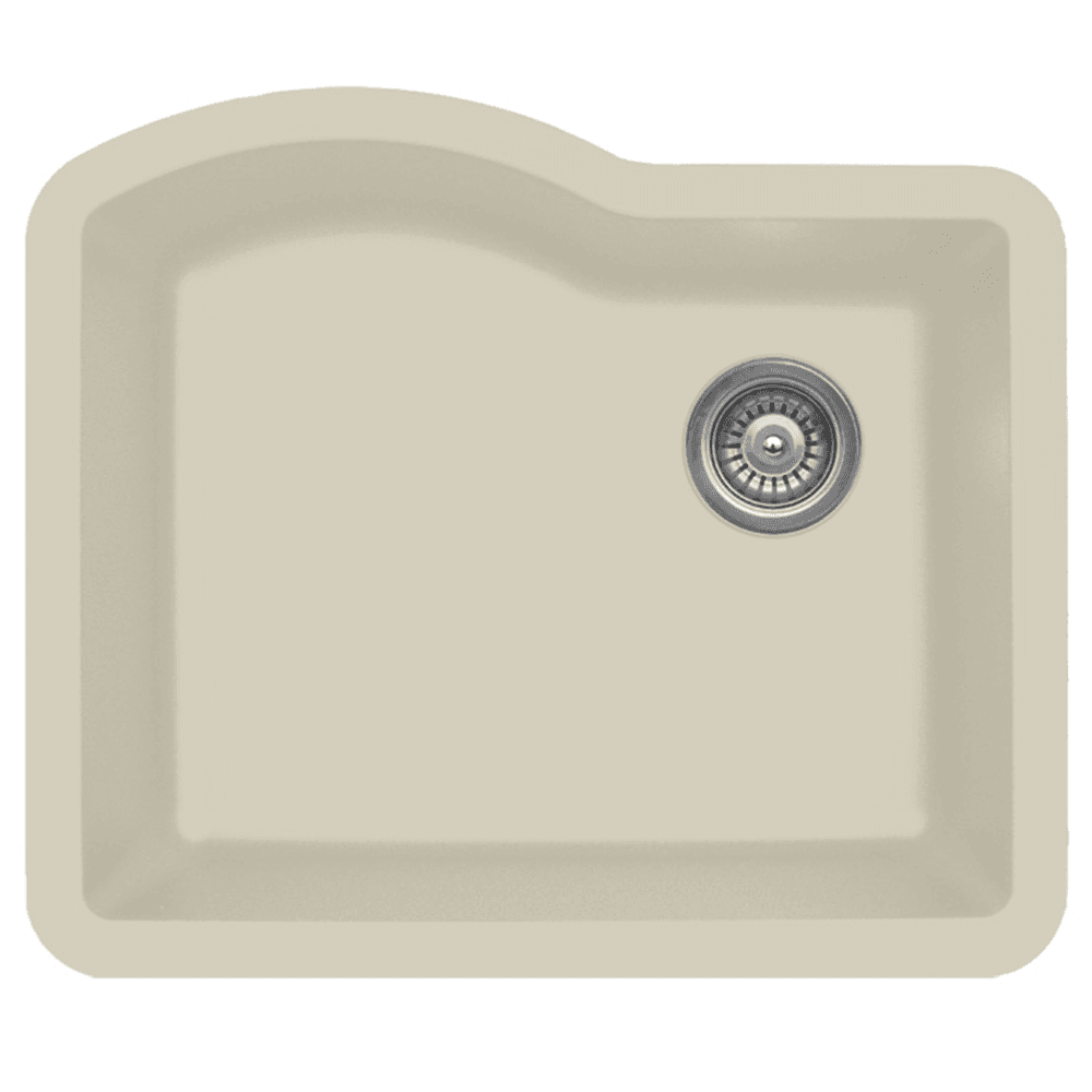 QU-671 Quartz Under Mount Single Bowl Kitchen Sink, 24" x 21" x 9", Bisque