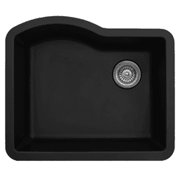 QU-671 Quartz Under Mount Single Bowl Kitchen Sink, 24" x 21" x 9", Black