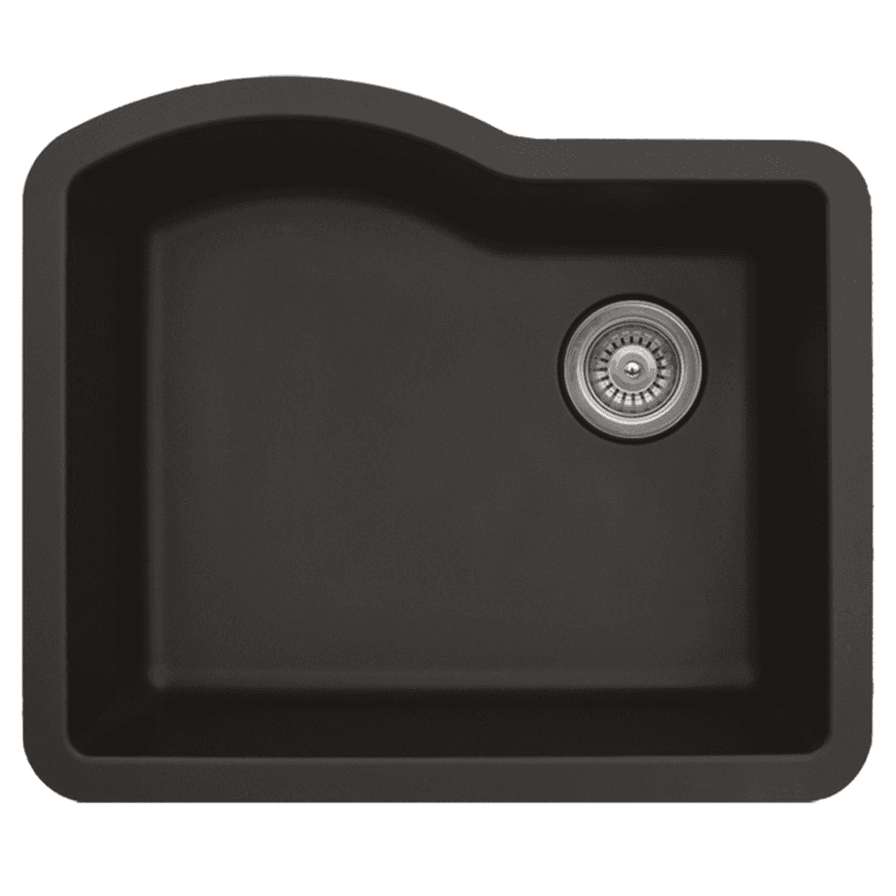 QU-671 Quartz Under Mount Single Bowl Kitchen Sink, 24" x 21" x 9", Brown