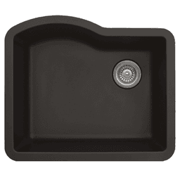 QU-671 Quartz Under Mount Single Bowl Kitchen Sink, 24" x 21" x 9", Brown