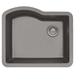 QU-671 Quartz Under Mount Single Bowl Kitchen Sink, 24" x 21" x 9", Concrete