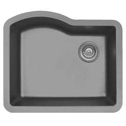 QU-671 Quartz Under Mount Single Bowl Kitchen Sink, 24" x 21" x 9", Gray