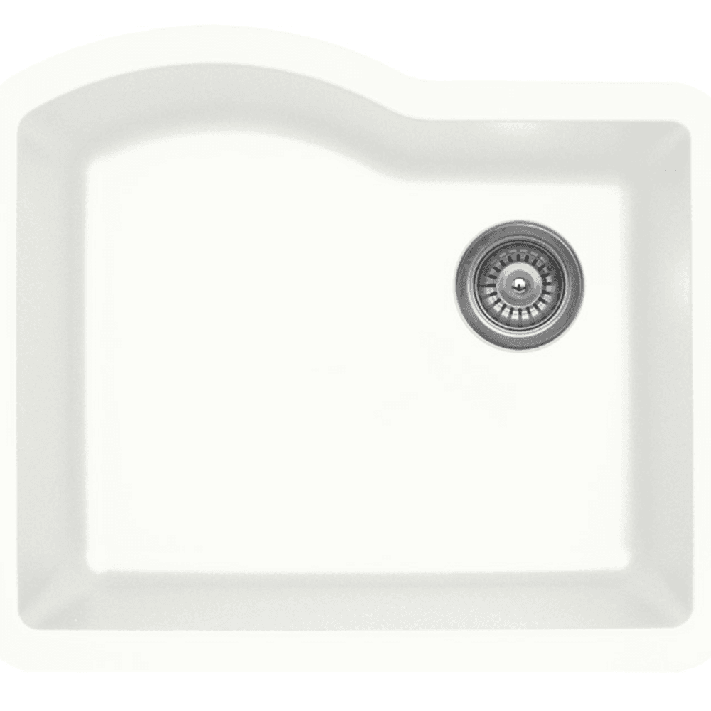 QU-671 Quartz Under Mount Single Bowl Kitchen Sink, 24" x 21" x 9", White