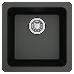 QU-690 Quartz Undermount Single Bowl Bar/Prep Sink, 16-5/8" x 16-5/8" x 8-1/4", Black