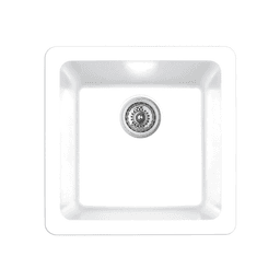 QAR-690 Quartz Undermount Single Bowl Bar/Prep Sink, 16-5/8" x 16-5/8" x 8-1/4", White