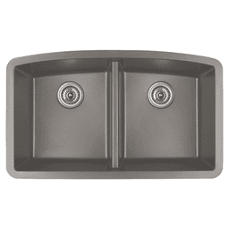 QU-710 Quartz Under Mount Double Equal Bowl Kitchen Sink, 32-1/2" x 19-1/2" x 9", Concrete