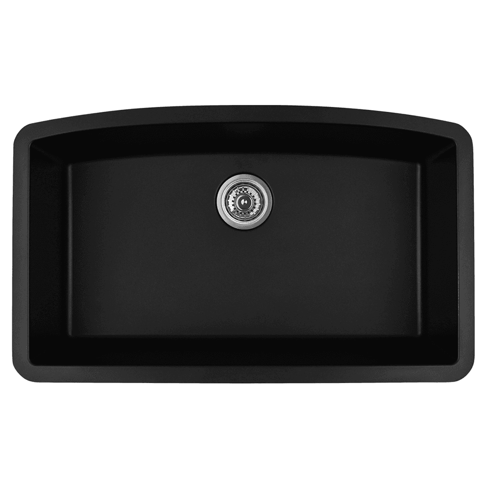 Karran QU-712-BL 32" Quartz Kitchen Sink in Black | Undermount Installation | Scratch Resistant | 25-Year Warranty
