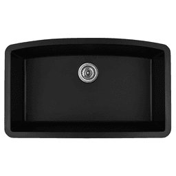 Karran QU-712-BL 32" Quartz Kitchen Sink in Black | Undermount Installation | Scratch Resistant | 25-Year Warranty