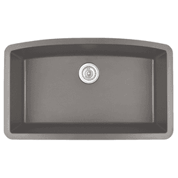 Karran QU-712 32" Undermount Sink in Concrete | 80% Quartz, Heat-safe to 535°F | 25-Yr Warranty