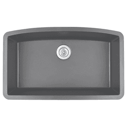 Karran QU-712-GR 32" Undermount Sink in Gray | UV-Stabilized, 3.5" Drain | Heat-safe to 535°F | 25-Year Warranty