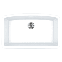 Karran QU-712-GR 32" White Quartz Undermount Sink | UV-Stabilized, 3.5" Drain | Heat-safe to 535°F | 25-Yr Warranty, Free Grid/Strainer