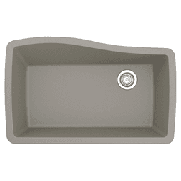 QU-722 Quartz Undermount Large Single Bowl Kitchen Sink, 33-1/2" x 21" x 9", Concrete