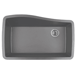 QU-722 Quartz Under Mount Extra Large Single Bowl Kitchen Sink, 33-1/2" x 21" x 9", Gray