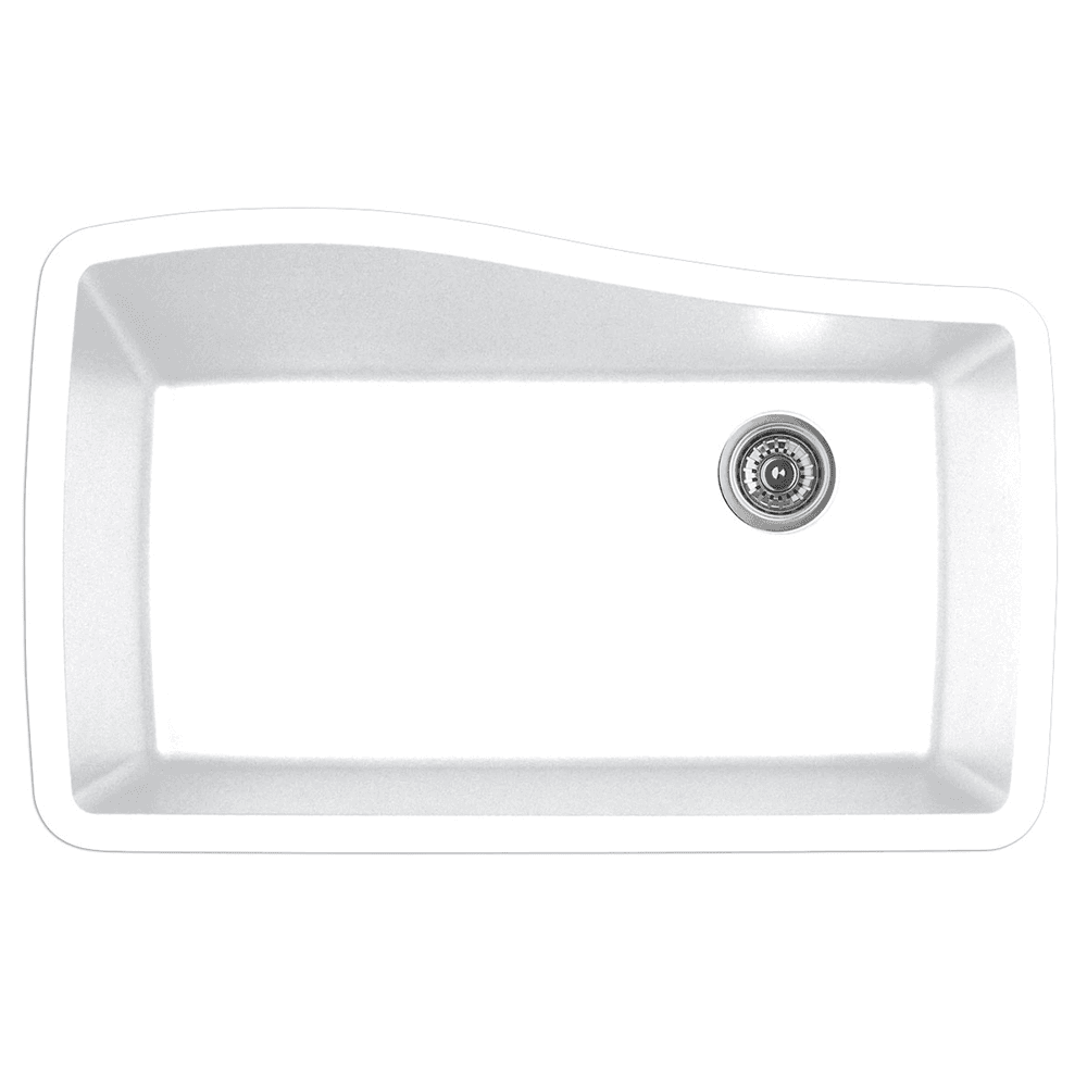 QU-722 Quartz Under Mount Extra Large Single Bowl Kitchen Sink, 33-1/2" x 21" x 9", White