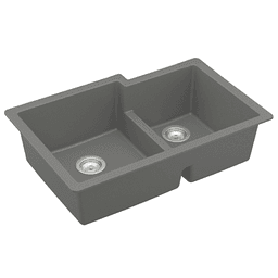 Karran QU-811-GR Granite Composite Undermount Sink in Gray | 60/40 Double Bowl | Professional Grade