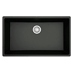 QU-812 Quartz Undermount Large Single Bowl Kitchen Sink, 32-1/4" x 19-1/4" x 9", Black