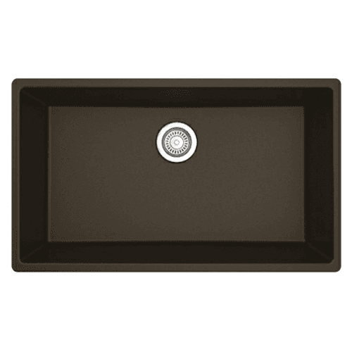 QU-812 Quartz Undermount Large Single Bowl Kitchen Sink, 32-1/4" x 19-1/4" x 9", Brown