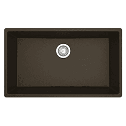 QU-812 Quartz Undermount Large Single Bowl Kitchen Sink, 32-1/4" x 19-1/4" x 9", Brown