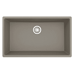 QU-812 Quartz Undermount Large Single Bowl Kitchen Sink, 32-1/4" x 19-1/4" x 9", Concrete