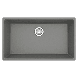 QU-812 Quartz Undermount Large Single Bowl Kitchen Sink, 32-1/4" x 19-1/4" x 9", Gray