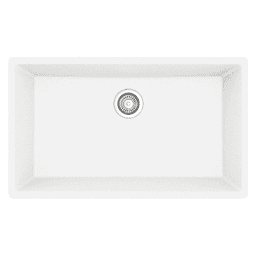 QU-812 Quartz Undermount Large Single Bowl Kitchen Sink, 32-1/4" x 19-1/4" x 9", White