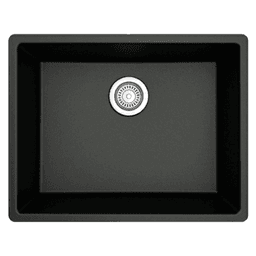 QU-820 Quartz Undermount Single Bowl Kitchen Sink, 24-3/8" x 19-1/8" x 9", Black
