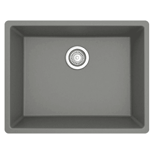 QU-820 Quartz Undermount Single Bowl Kitchen Sink, 24-3/8" x 19-1/8" x 9", Gray