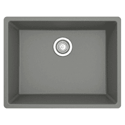 QU-820 Quartz Undermount Single Bowl Kitchen Sink, 24-3/8" x 19-1/8" x 9", Gray