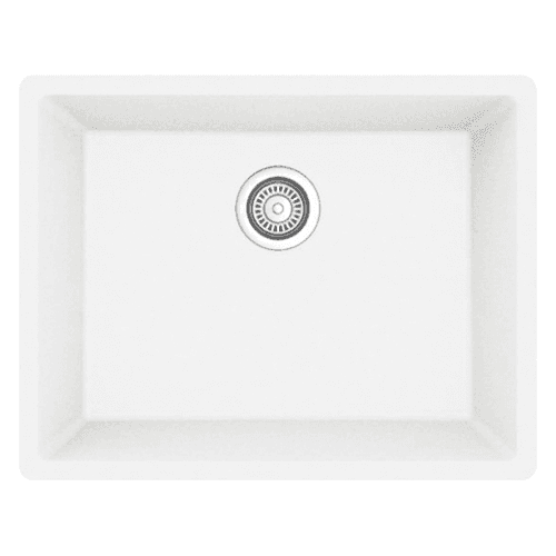 QU-820 Quartz Undermount Single Bowl Kitchen Sink, 24-3/8" x 19-1/8" x 9", White