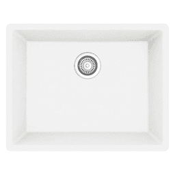 QU-820 Quartz Undermount Single Bowl Kitchen Sink, 24-3/8" x 19-1/8" x 9", White