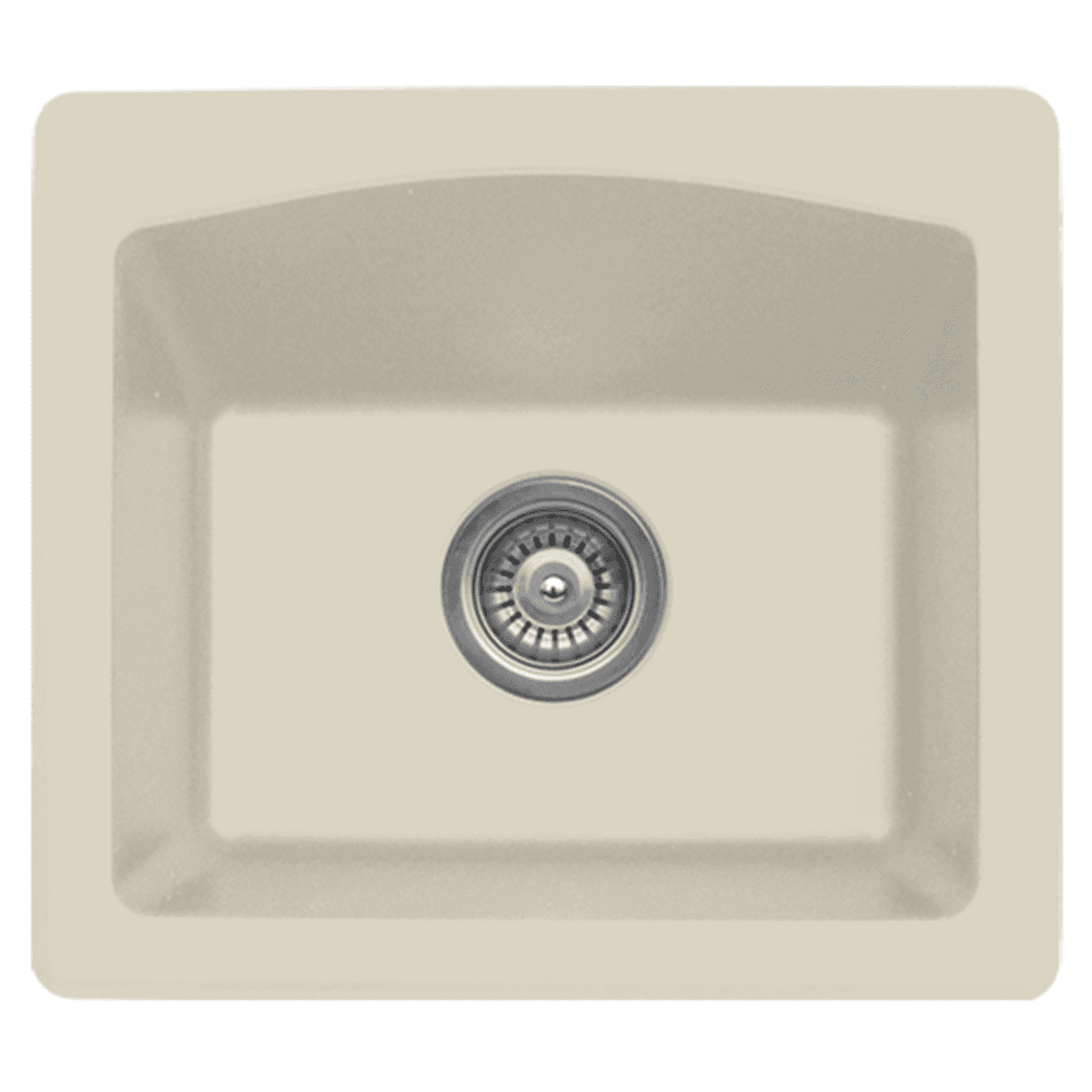 QX-680 Quartz Top Mount Single Bowl Bar/Prep Sink, 18" x 16" x 7-1/2", Bisque