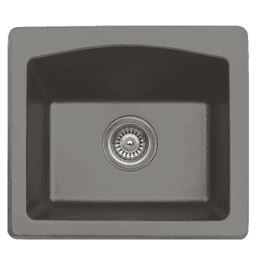 QX-680 Quartz Top Mount Single Bowl Bar/Prep Sink, 18" x 16" x 7-1/2", Concrete