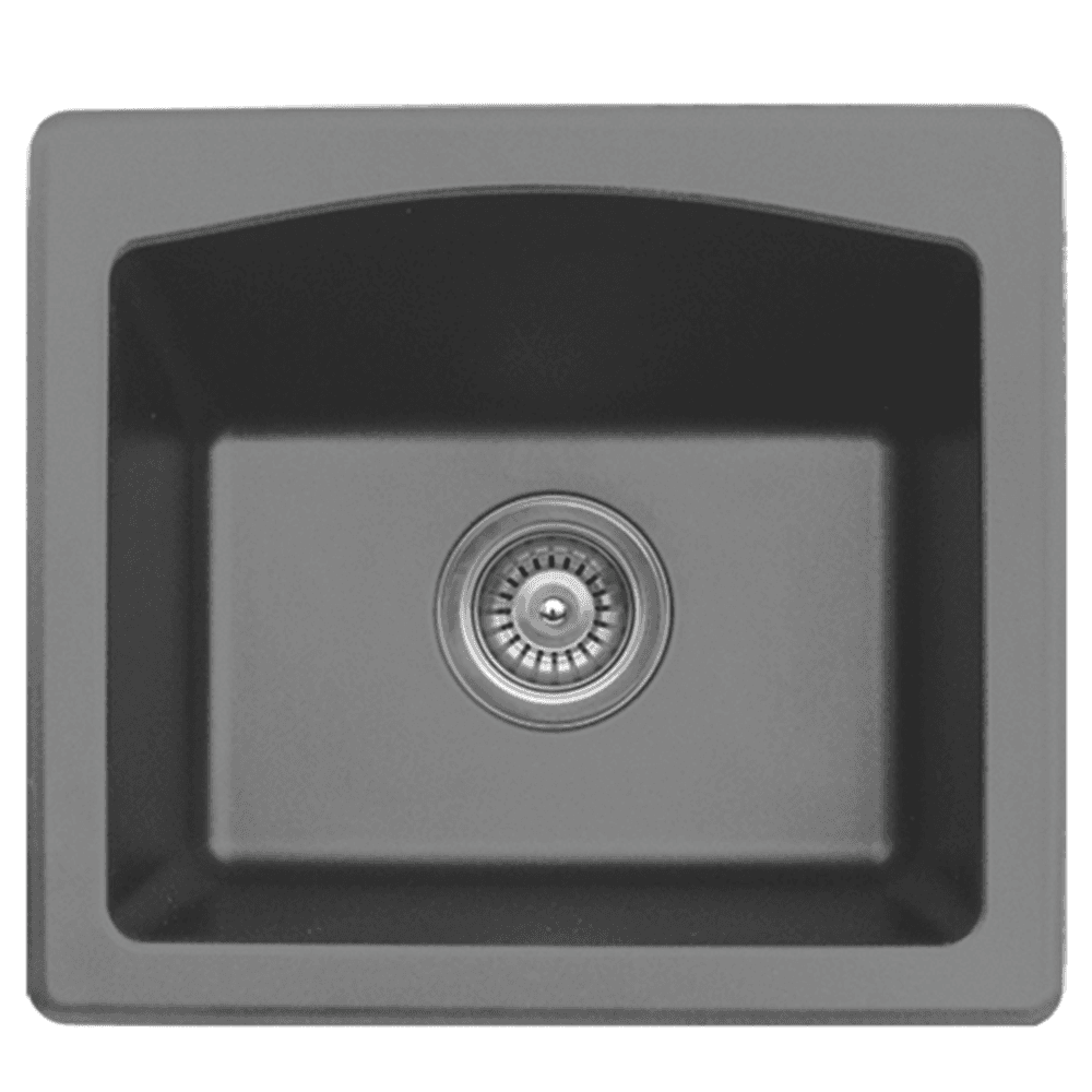 QX-680 Quartz Top Mount Single Bowl Bar/Prep Sink, 18" x 16" x 7-1/2", Gray
