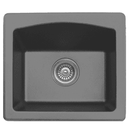 QX-680 Quartz Top Mount Single Bowl Bar/Prep Sink, 18" x 16" x 7-1/2", Gray