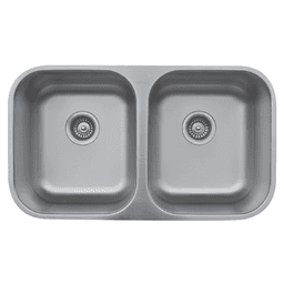 U-5050 Stainless Steel Under Mount 18G Double Bowl Kitchen Sink, 31-1/2" x 18-1/8" x 8-3/4