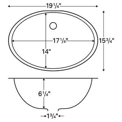 Vitreous China Undermount Single Bowl Vanity Sink, 19-1/4" x 15-3/4" x 6-1/4", Bisque