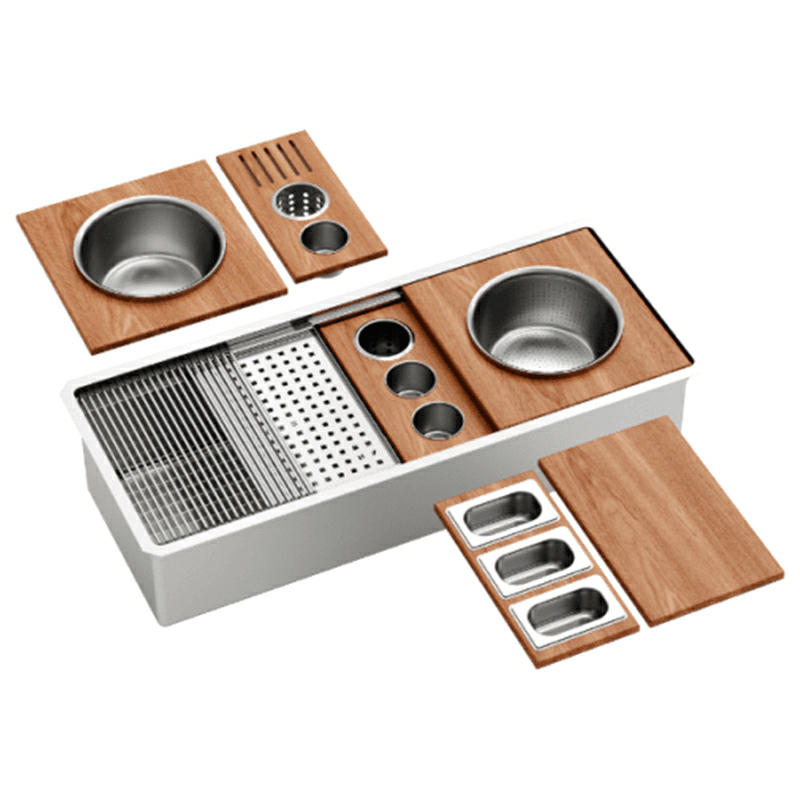 Stainless Steel Undermount Extra-Large Single Bowl 16G Workstation Kitchen Sink Kit, 45" x 19" x 10"