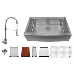 WS-45 Stainless Steel Undermount 16G Single Bowl Kitchen Sink with Faucet/Accessories, 33" x 20-5/8" x 10