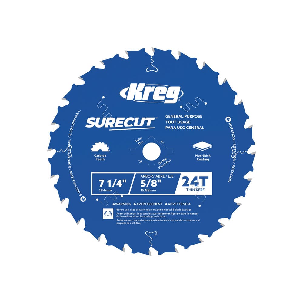 Kreg 7 1/4" SureCut™ General Purpose 24-Tooth Saw Blade