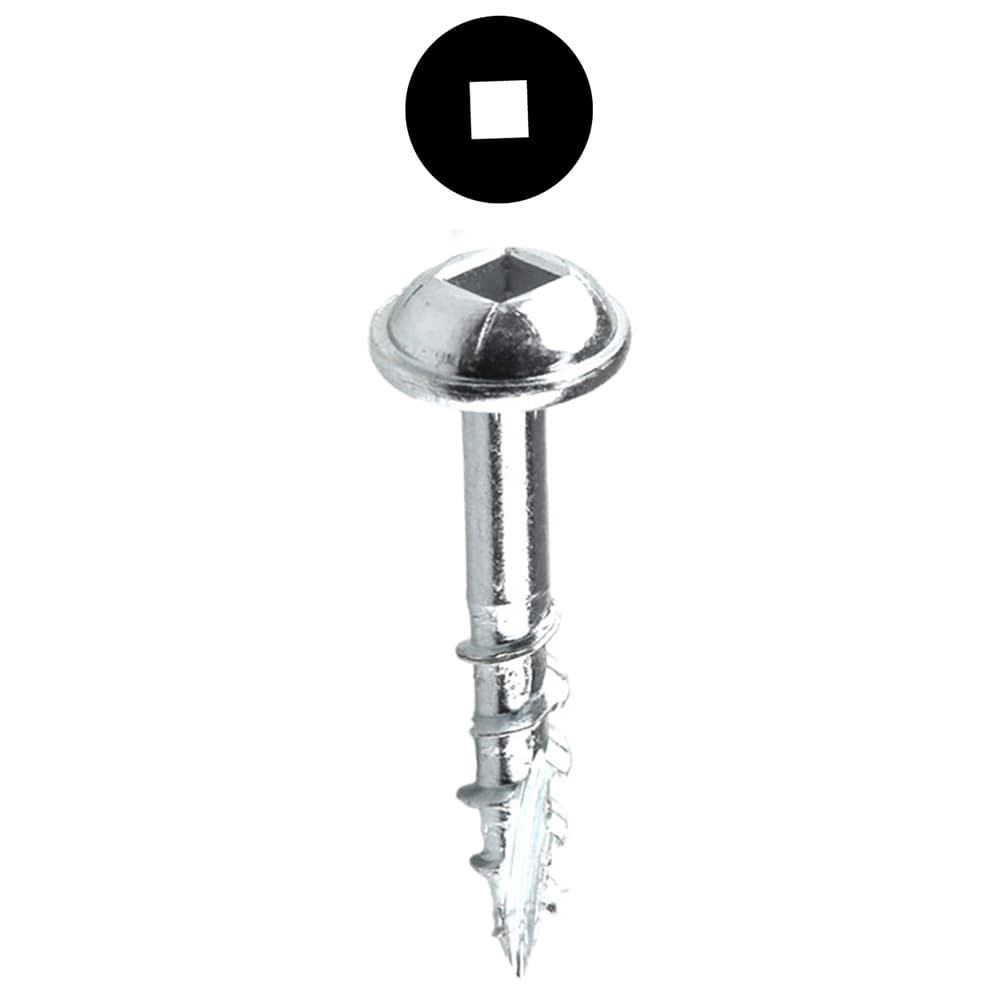 #8 x 1" Maxi-Loc Head Face Frame/Pocket-Hole Screw, Square Drive Coarse Thread and Type 17 Auger Point, Zinc, Box of Hundred by Kreg