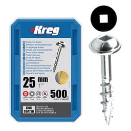 #8 x 1" Maxi-Loc Head Face Frame/Pocket-Hole Screw, Square Drive Coarse Thread and Type 17 Auger Point, Zinc, Box of 5 Hundred by Kreg