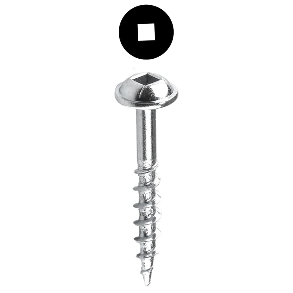 #8 x 1-1/4" Maxi-Loc Head Face Frame/Pocket-Hole Screw, Square Drive Coarse Thread and Type 17 Auger Point, Zinc, Box of 5 Thousand by Kreg