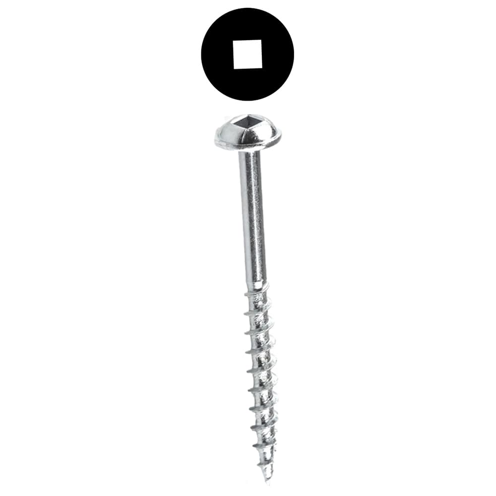 #8 x 2" Maxi-Loc Head Face Frame/Pocket-Hole Screw, Square Drive Coarse Thread and Type 17 Auger Point, Zinc, Box of 3 Thousand by Kreg