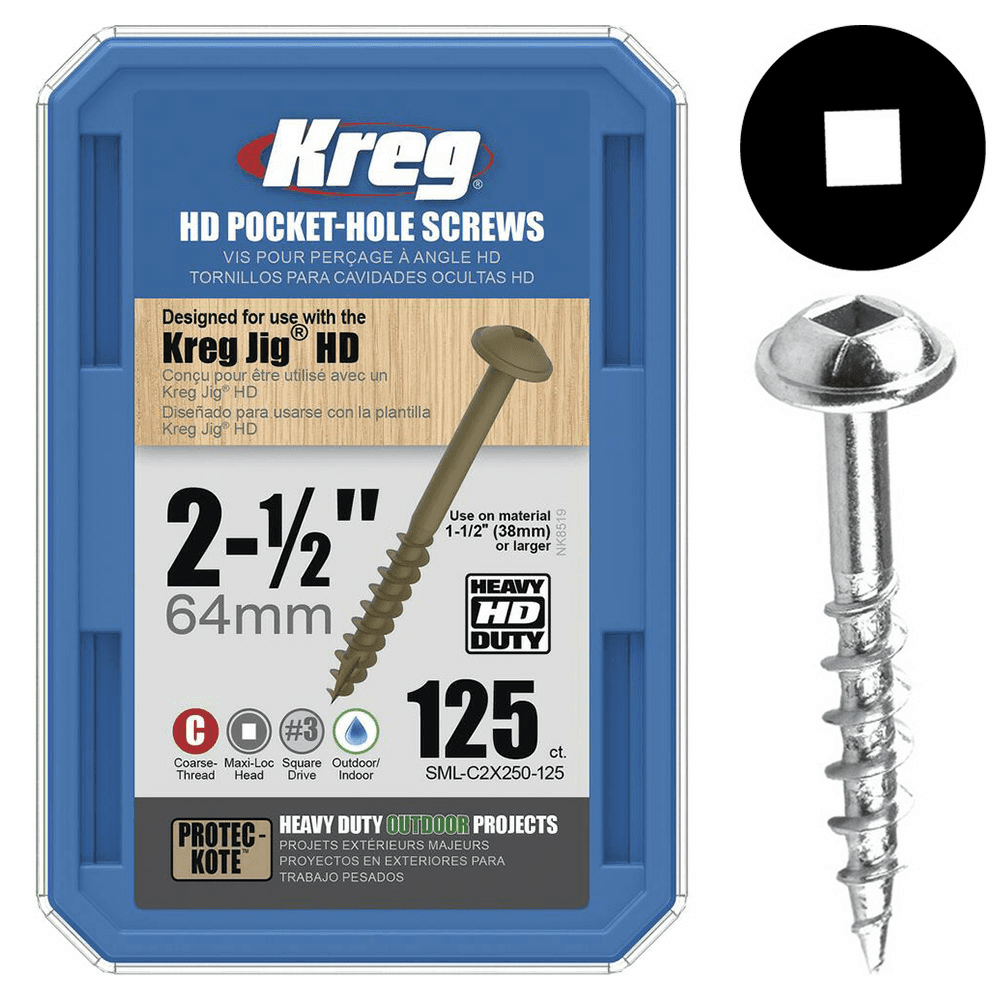 #14 x 2" Modified Pan Head Face Frame/Pocket-Hole Screw, Square Drive Fine Thread and Type 17 Auger Point, Box of 125 by Kreg