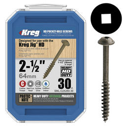 #14 x 2" Modified Pan Head Face Frame/Pocket-Hole Screw, Square Drive Fine Thread and Type 17 Auger Point, Box of 30 by Kreg