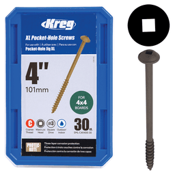 #14 x 4" Modified Pan Head Face Frame/Pocket-Hole Screw, Square Drive Fine Thread and Type 17 Auger Point, Box of 30 by Kreg