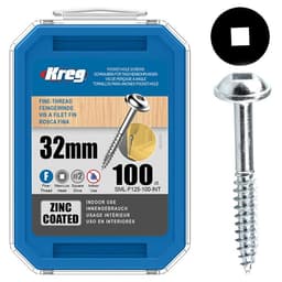 #7 x 1-1/4" Maxi-Loc Head Face Frame/Pocket-Hole Screw, Square Drive Fine Thread and Type 17 Auger Point, Zinc, Box of Hundred by Kreg