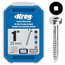 #6 x 1" Modified Pan Head Face Frame/Pocket-Hole Screw, Square Drive Fine Thread and Type 17 Auger Point, Zinc, Box of Hundred by Kreg